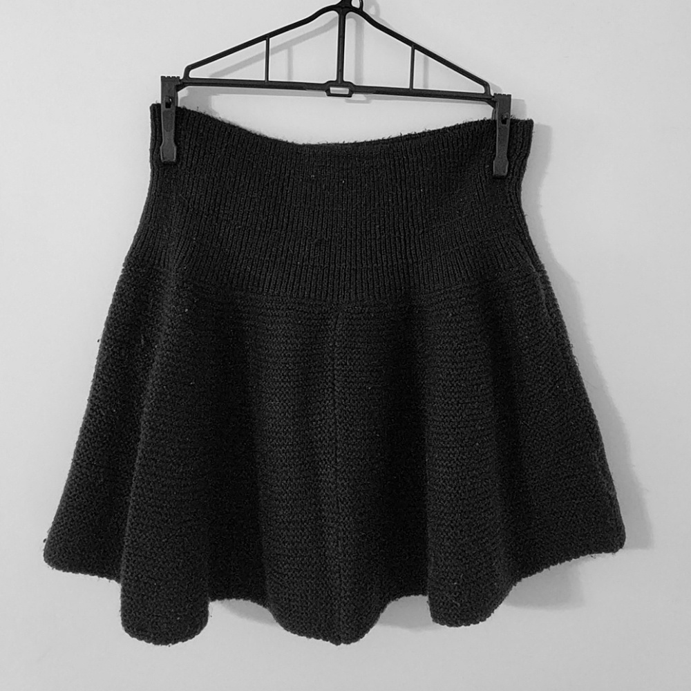 Black Sweater Skater Skirt